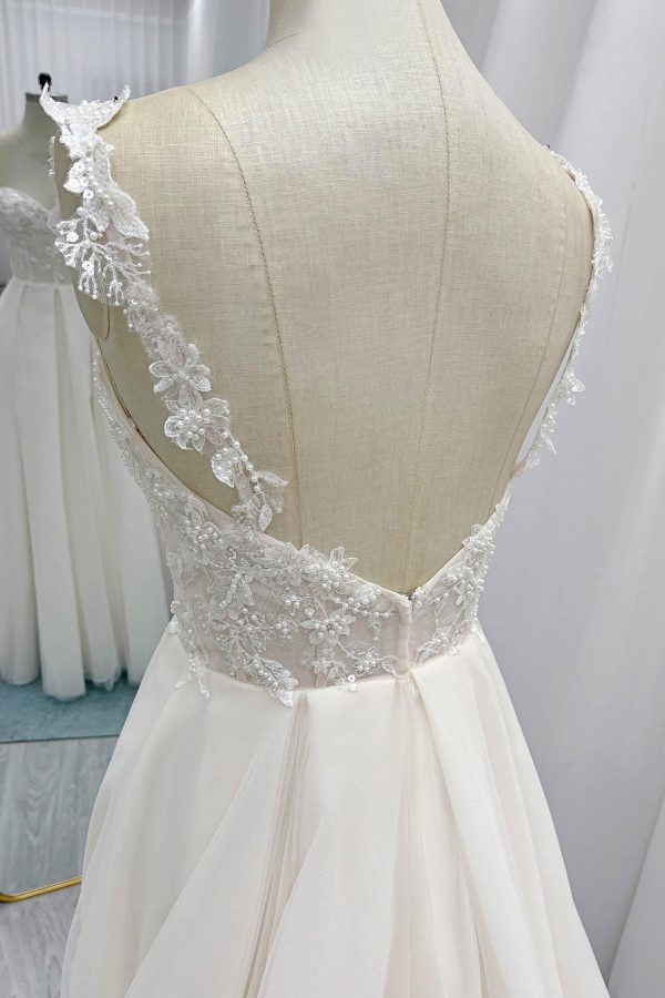 Nigflower54237 A-Line Court Train Lace Tulle Wedding Dress - Image 8