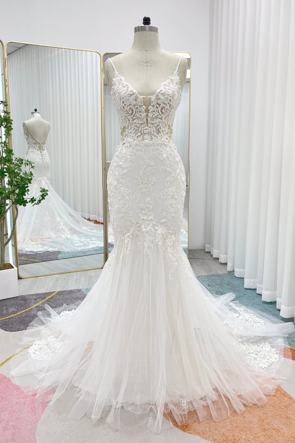 Nigflower54235 Trumpet-Mermaid Court Train Lace Tulle Wedding Dress - Image 3