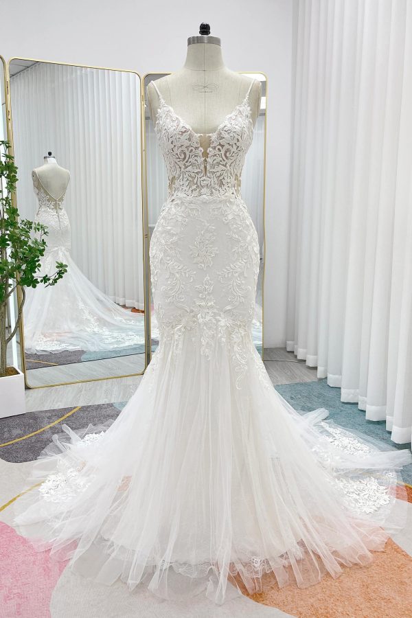 Nigflower54235 Trumpet-Mermaid Court Train Lace Tulle Wedding Dress