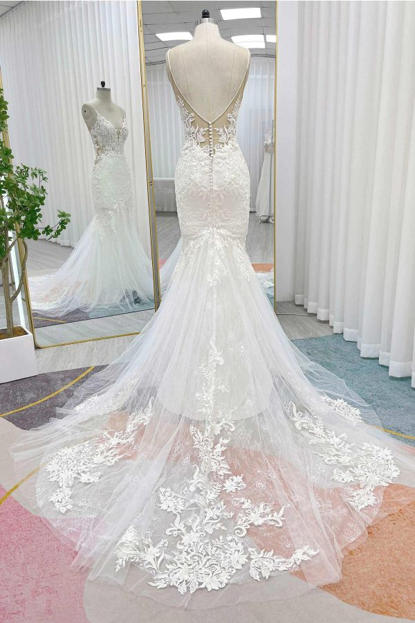 Nigflower54235 Trumpet-Mermaid Court Train Lace Tulle Wedding Dress - Image 2