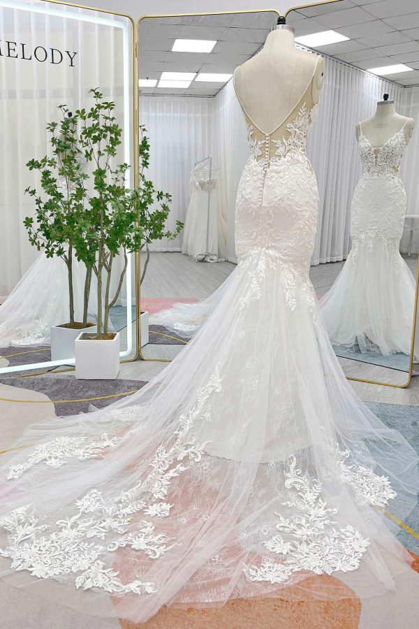 Nigflower54235 Trumpet-Mermaid Court Train Lace Tulle Wedding Dress - Image 5