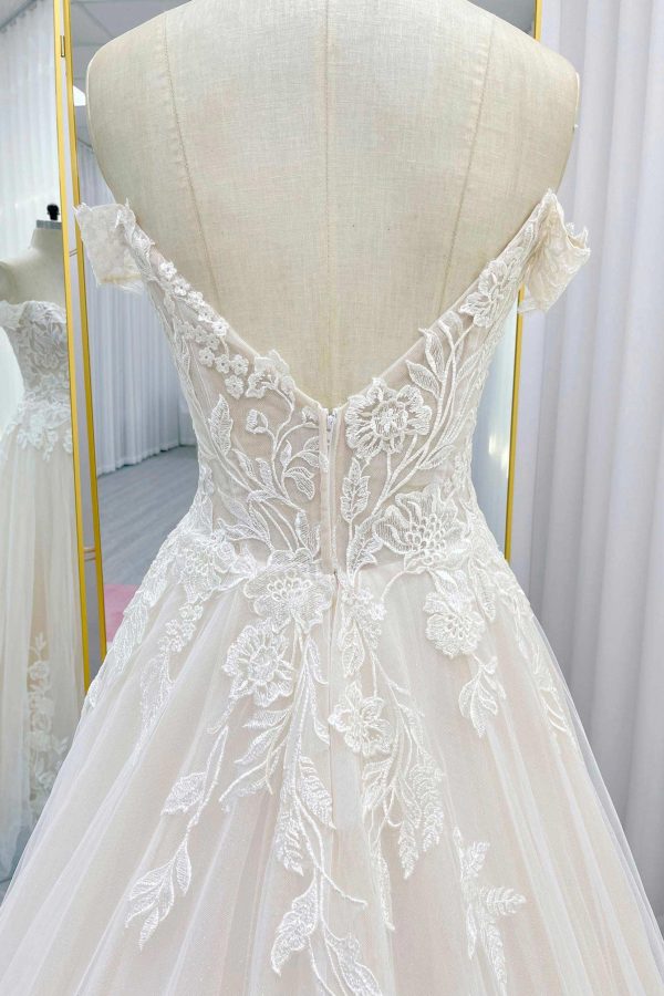 Nigflower54248 A-Line Chapel Train Lace Tulle Wedding Dress - Image 7