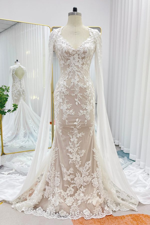 Nigflower54247 Trumpet-Mermaid Chapel Train Lace Tulle Wedding Dress - Image 3