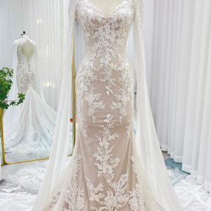 Nigflower54247 Trumpet-Mermaid Chapel Train Lace Tulle Wedding Dress