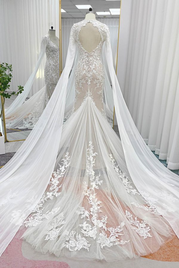 Nigflower54247 Trumpet-Mermaid Chapel Train Lace Tulle Wedding Dress - Image 2