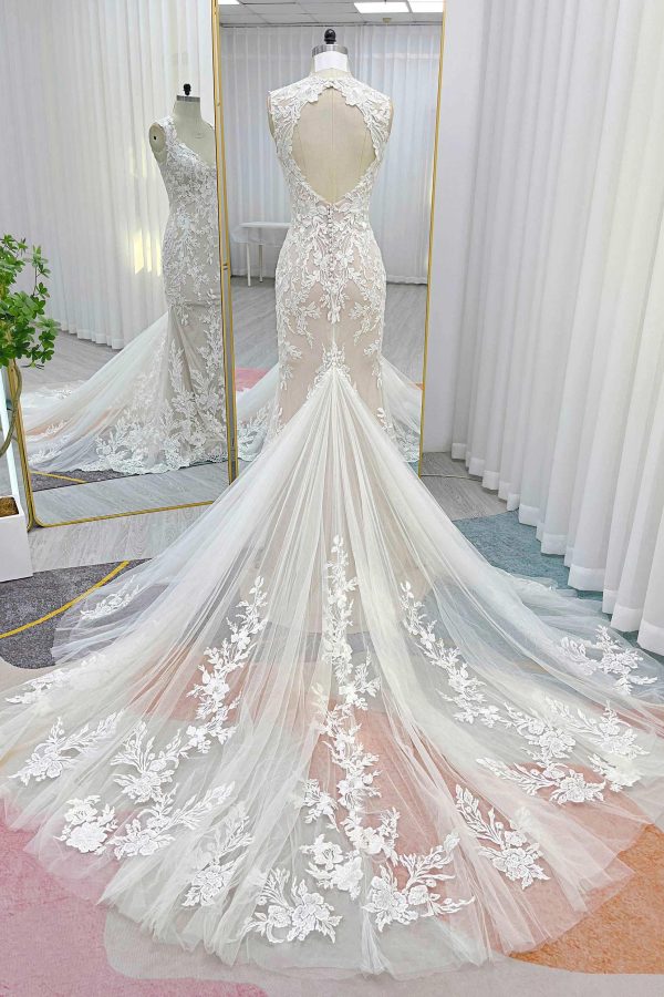 Nigflower54247 Trumpet-Mermaid Chapel Train Lace Tulle Wedding Dress - Image 6
