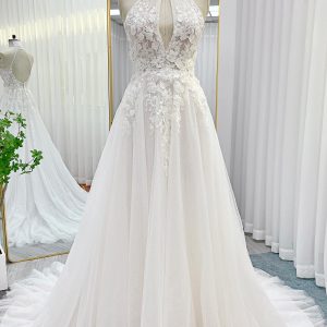 Nigflower54246 A-Line Court Train Lace Tulle Wedding Dress