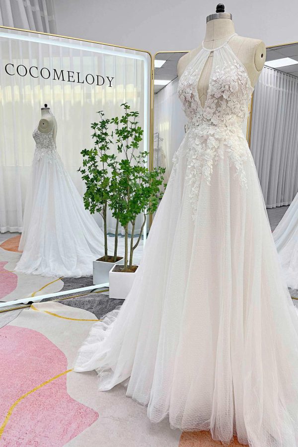 Nigflower54246 A-Line Court Train Lace Tulle Wedding Dress - Image 4