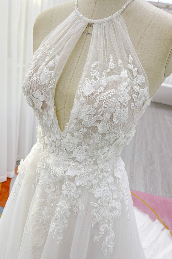 Nigflower54246 A-Line Court Train Lace Tulle Wedding Dress - Image 6