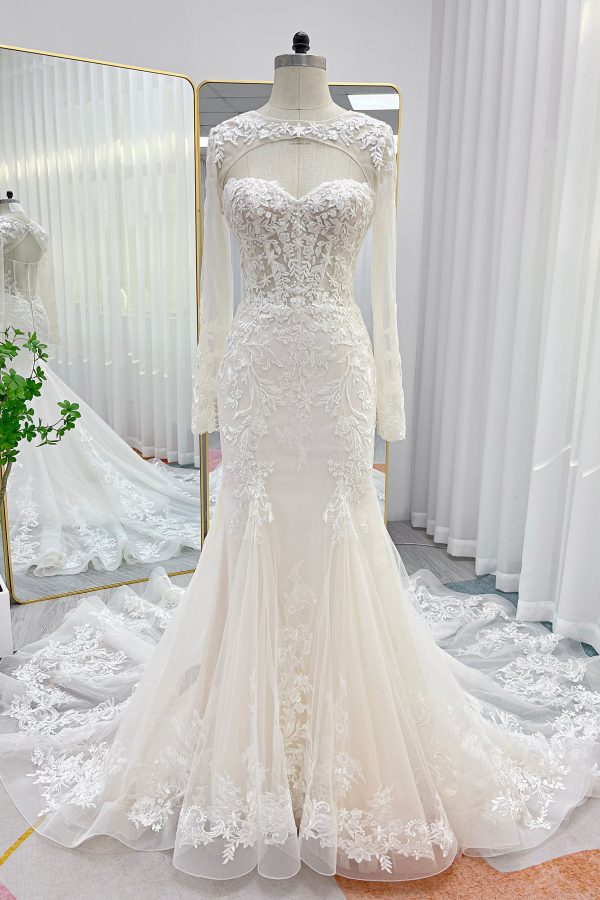 Nigflower54245 Trumpet-Mermaid Chapel Train Lace Tulle Wedding Dress - Image 3
