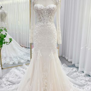 Nigflower54245 Trumpet-Mermaid Chapel Train Lace Tulle Wedding Dress