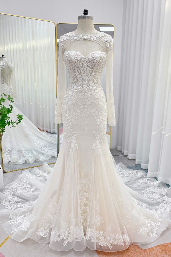 Nigflower54245 Trumpet-Mermaid Chapel Train Lace Tulle Wedding Dress