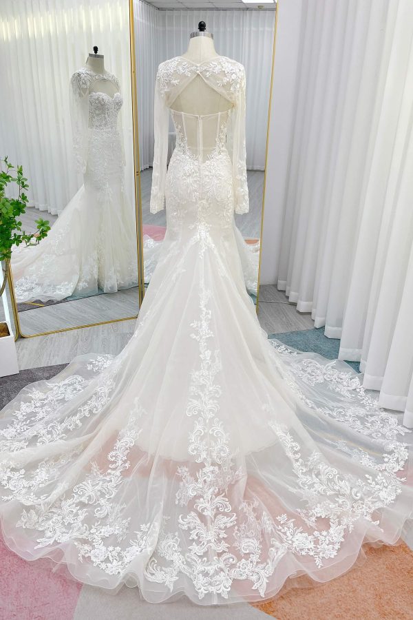 Nigflower54245 Trumpet-Mermaid Chapel Train Lace Tulle Wedding Dress - Image 2
