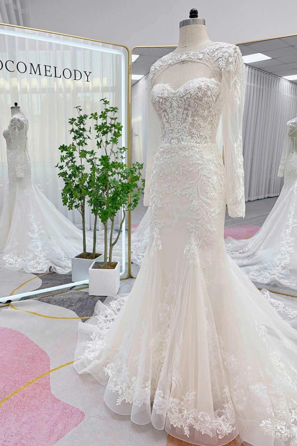 Nigflower54245 Trumpet-Mermaid Chapel Train Lace Tulle Wedding Dress - Image 4