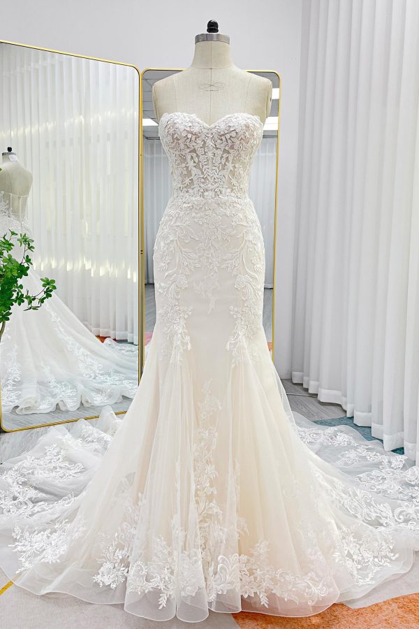 Nigflower54245 Trumpet-Mermaid Chapel Train Lace Tulle Wedding Dress - Image 5