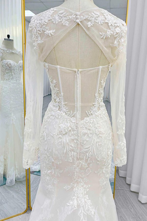 Nigflower54245 Trumpet-Mermaid Chapel Train Lace Tulle Wedding Dress - Image 9