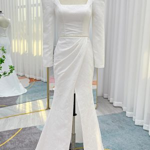 Nigflower54244 Mermaid Sweep-Brush Train Jacquard Satin Wedding Dress