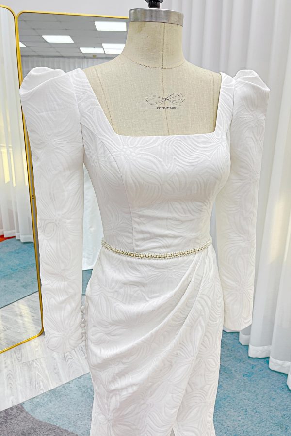 Nigflower54244 Mermaid Sweep-Brush Train Jacquard Satin Wedding Dress - Image 4