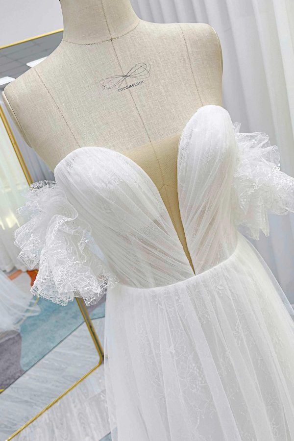 Nigflower54243 A-Line Sweep-Brush Train Lace Tulle Wedding Dress - Image 6