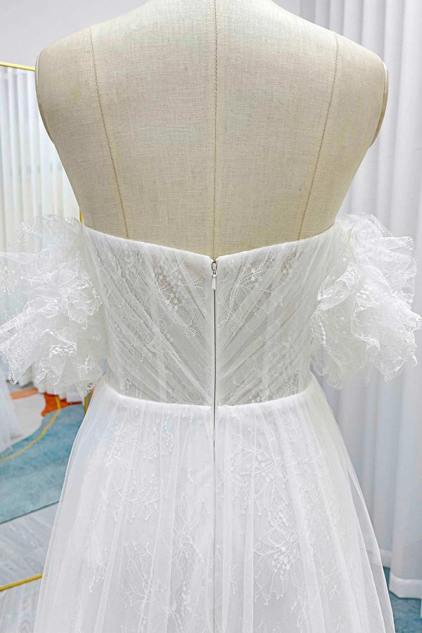 Nigflower54243 A-Line Sweep-Brush Train Lace Tulle Wedding Dress - Image 7