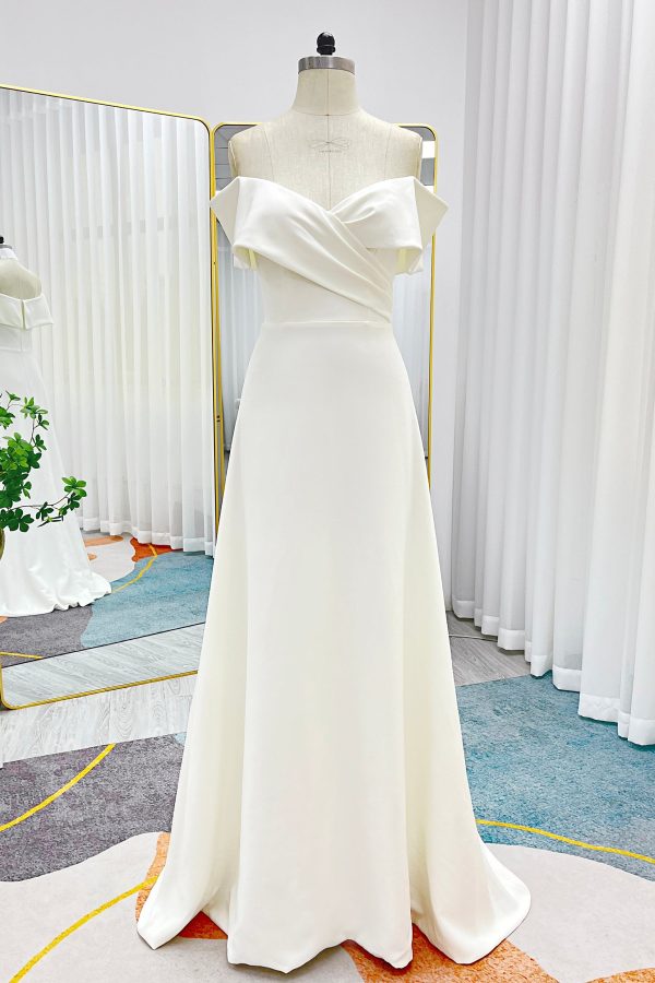 Nigflower54242 A-Line Sweep-Brush Train Stretch Satin Wedding Dress - Image 3