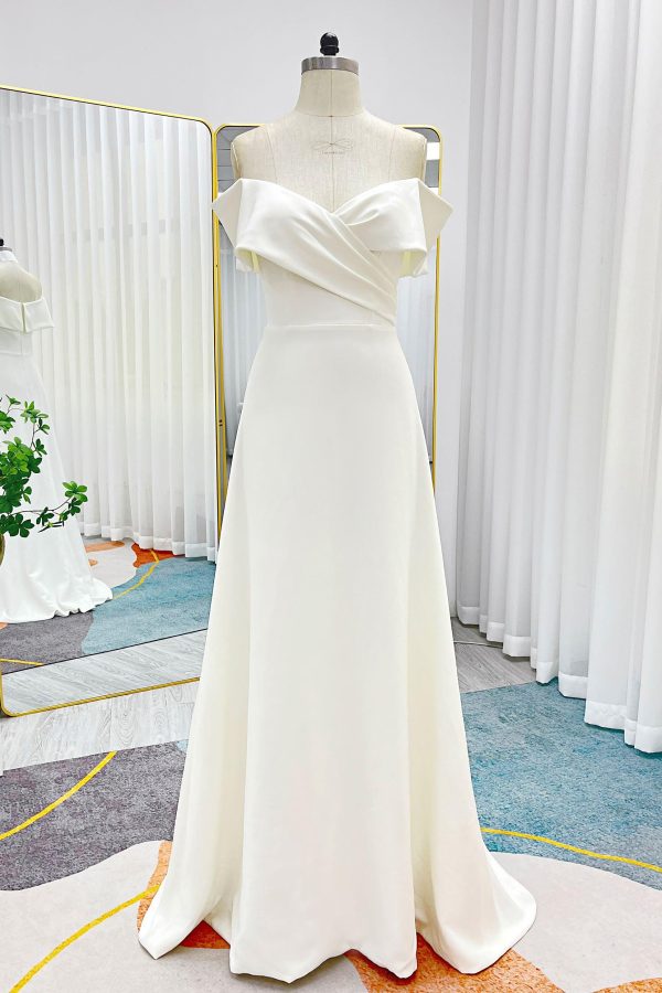 Nigflower54242 A-Line Sweep-Brush Train Stretch Satin Wedding Dress
