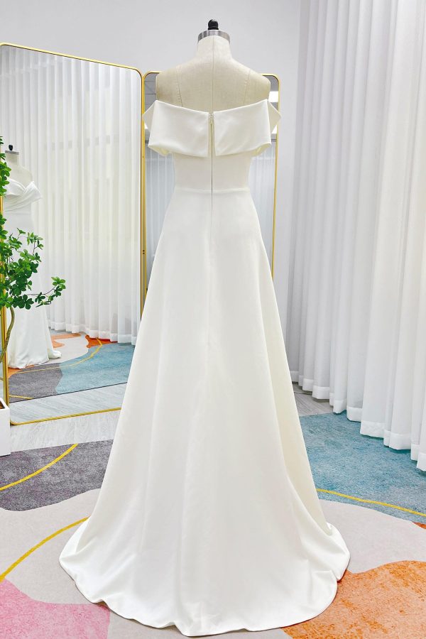 Nigflower54242 A-Line Sweep-Brush Train Stretch Satin Wedding Dress - Image 2