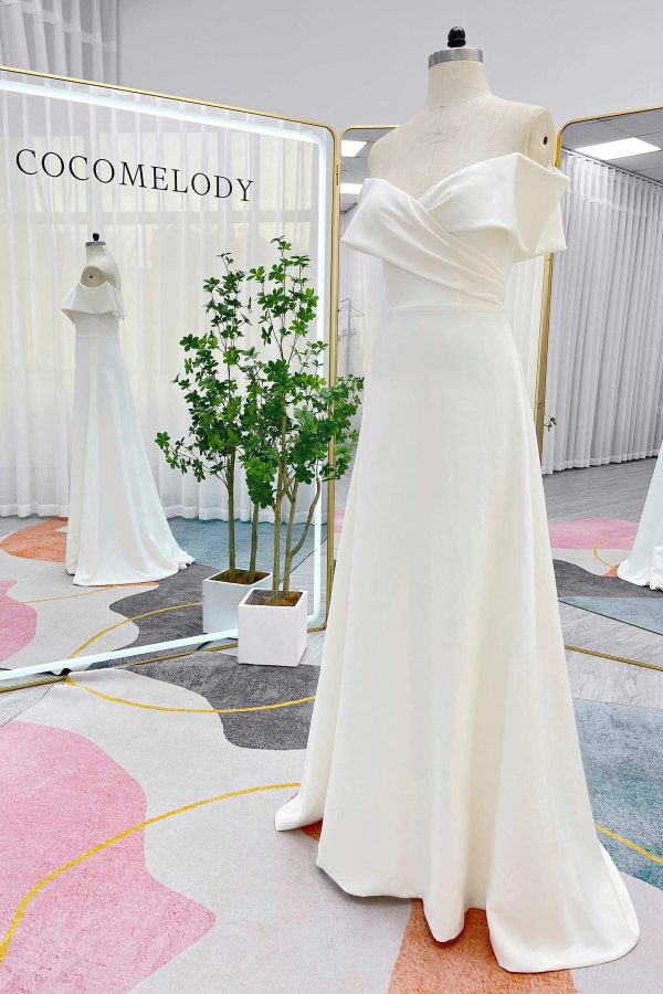 Nigflower54242 A-Line Sweep-Brush Train Stretch Satin Wedding Dress - Image 4