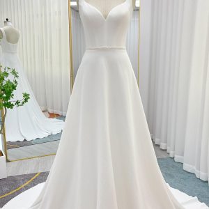 Nigflower54241 A-Line Sweep-Brush Train Stretch Satin Wedding Dress