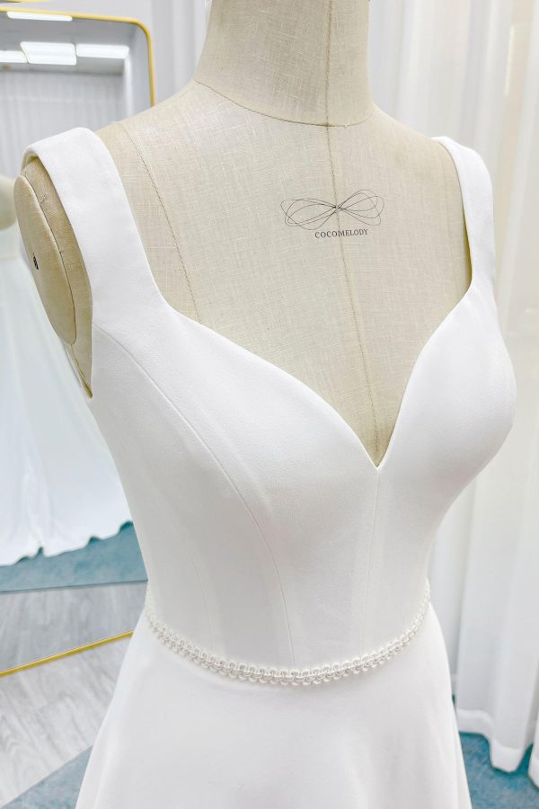 Nigflower54241 A-Line Sweep-Brush Train Stretch Satin Wedding Dress - Image 5