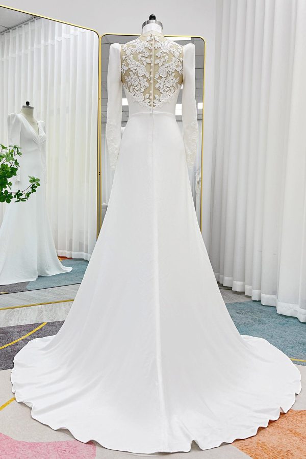 Nigflower54239 A-Line Court Train Stretch Satin Wedding Dress - Image 2