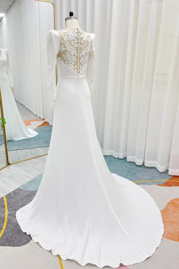 Nigflower54239 A-Line Court Train Stretch Satin Wedding Dress - Image 5