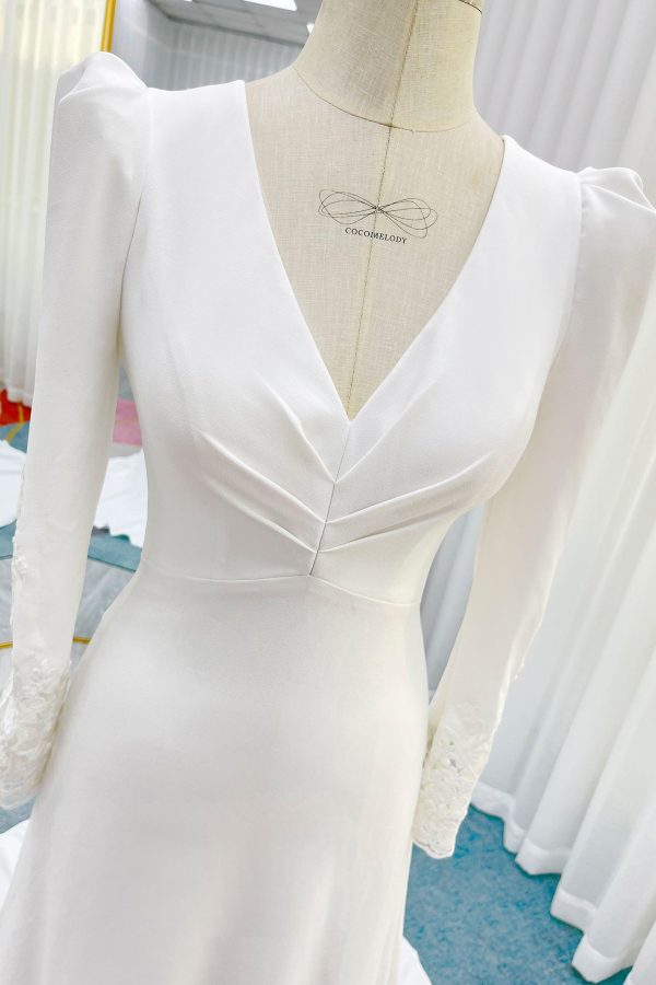 Nigflower54239 A-Line Court Train Stretch Satin Wedding Dress - Image 7