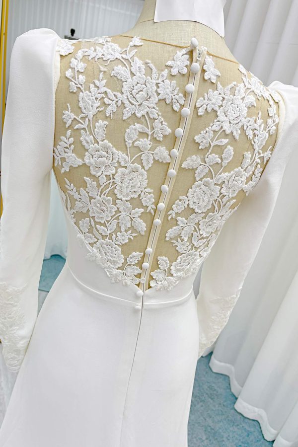 Nigflower54239 A-Line Court Train Stretch Satin Wedding Dress - Image 8