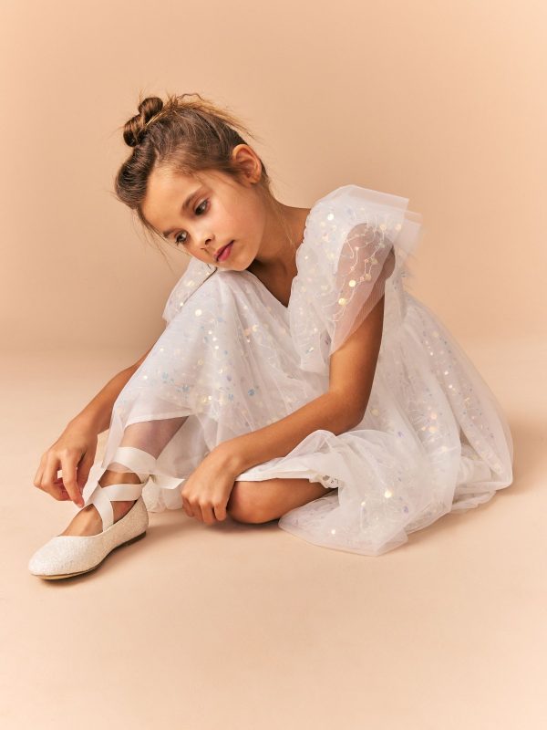 Nigflower54283 White Sequin Occasion Dress (3-16yrs) - Image 2