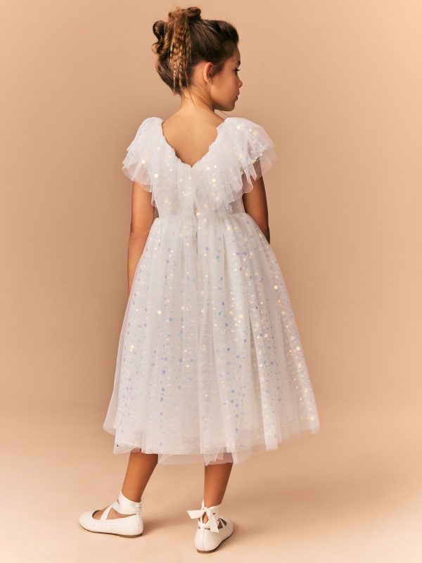 Nigflower54283 White Sequin Occasion Dress (3-16yrs) - Image 3