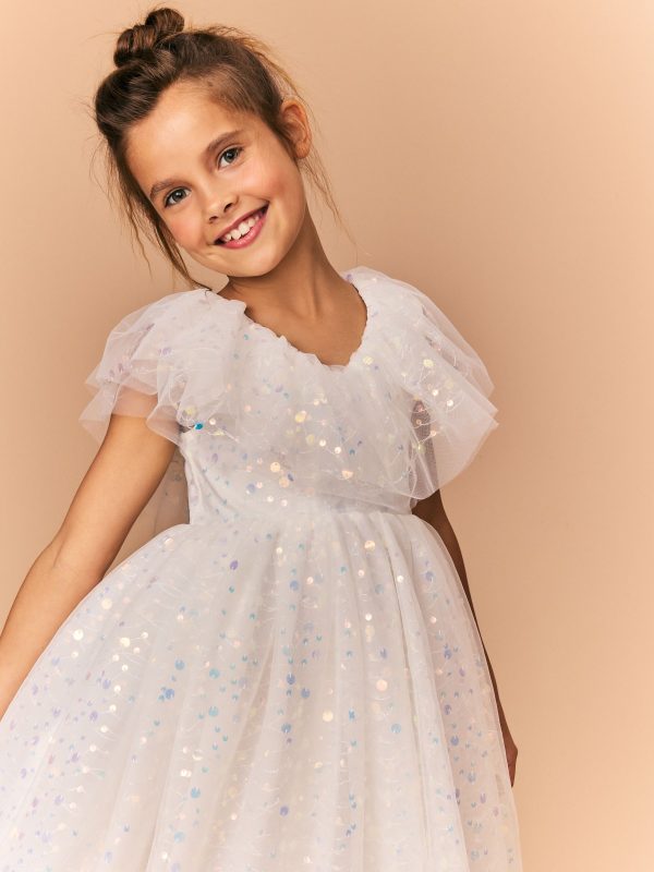 Nigflower54283 White Sequin Occasion Dress (3-16yrs) - Image 4