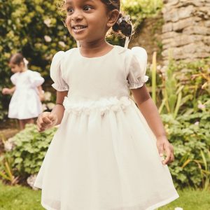Nigflower54286 White Girl Flower Print Corsage Dress (3mths-8yrs)