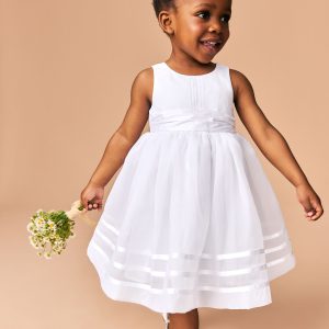 Nigflower54293 White Flower Girl Organza Dress (3mths-10yrs)