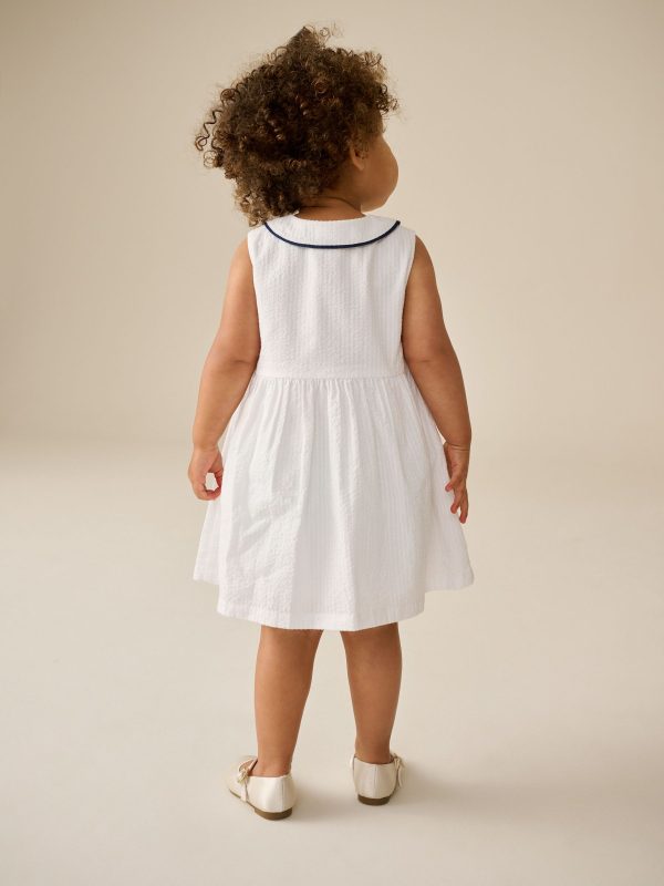Nigflower54279 White Sleeveless Collar Summer Dress (3mths-10yrs) - Image 2