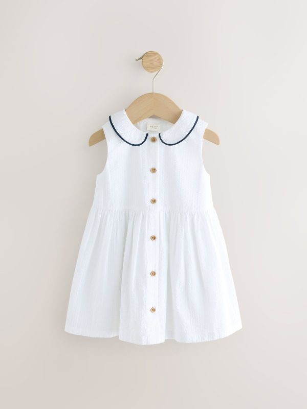 Nigflower54279 White Sleeveless Collar Summer Dress (3mths-10yrs) - Image 4
