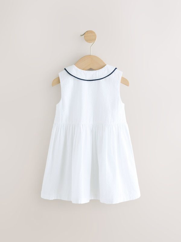 Nigflower54279 White Sleeveless Collar Summer Dress (3mths-10yrs) - Image 5
