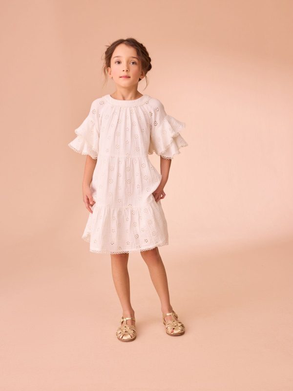 Nigflower54282 White Broderie Floral 100% Cotton Dress - Image 3
