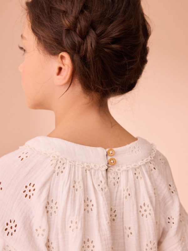 Nigflower54282 White Broderie Floral 100% Cotton Dress - Image 4