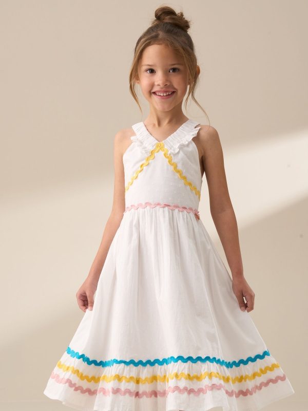 Nigflower54287 White Marie Tiered Frill 100% Cotton Dress