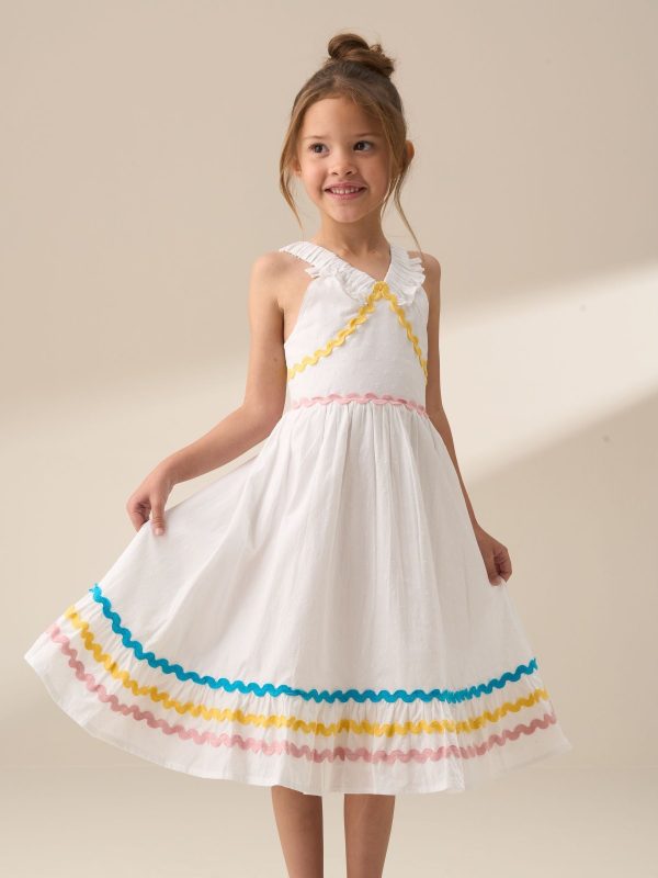 Nigflower54287 White Marie Tiered Frill 100% Cotton Dress - Image 2