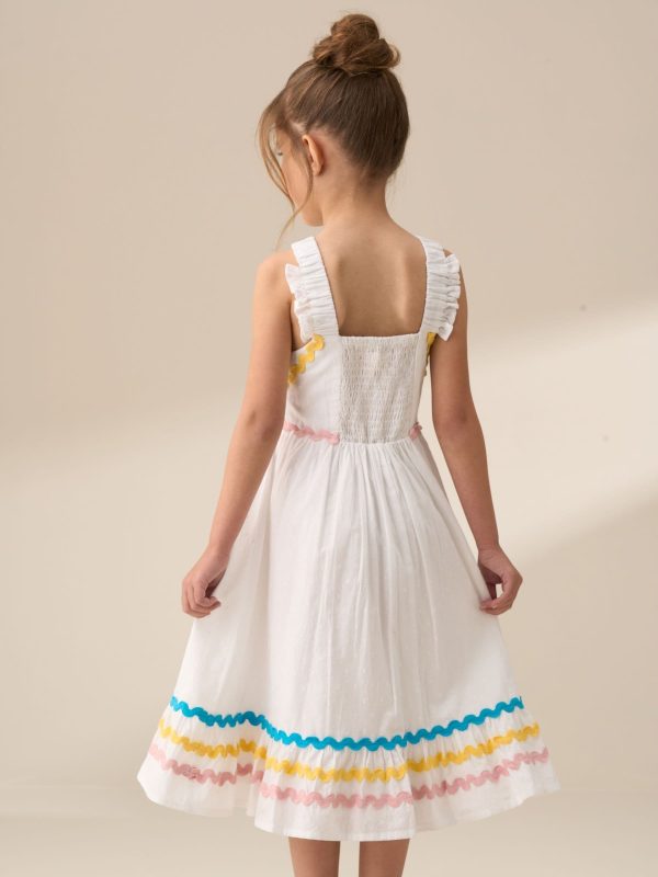 Nigflower54287 White Marie Tiered Frill 100% Cotton Dress - Image 3