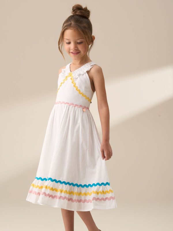 Nigflower54287 White Marie Tiered Frill 100% Cotton Dress - Image 4