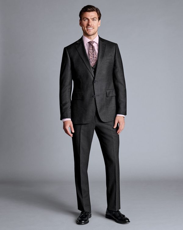Nigflower54253 Natural Stretch Twill Suit - Charcoal