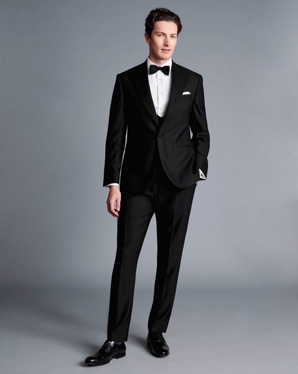 Nigflower54250 Peak Lapel Tuxedo Dinner Suit - Black